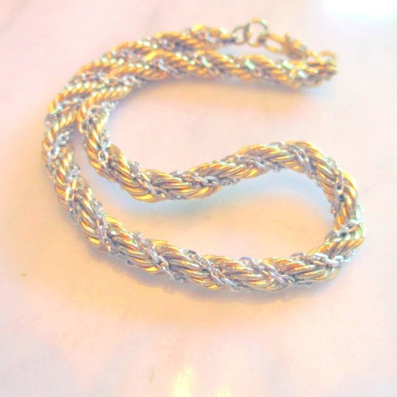 Vintage Braided Tennis Bracelet Gold silver Monet - Picture 2 of 6